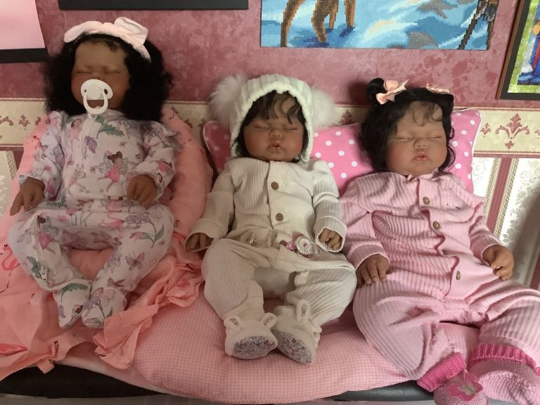 3 ethnic Pickle sculpt reborn dolls for sale £20 each or open to offers.