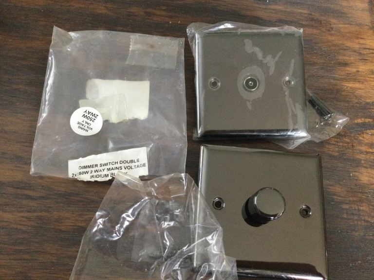FREE - 2x250w 2 Way dimmer Switch Iridium black & aerial port (can post for £3.50)