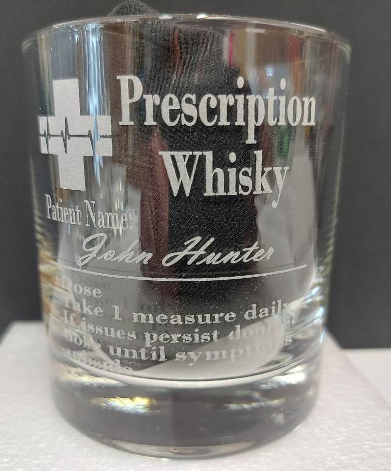 ✨ LASER ENGRAVED “PRESCRIPTION” WHISKY / BRANDY GLASS ✨