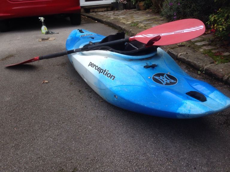 Perception Kayak with Paddle - Blue and White, Good Condition