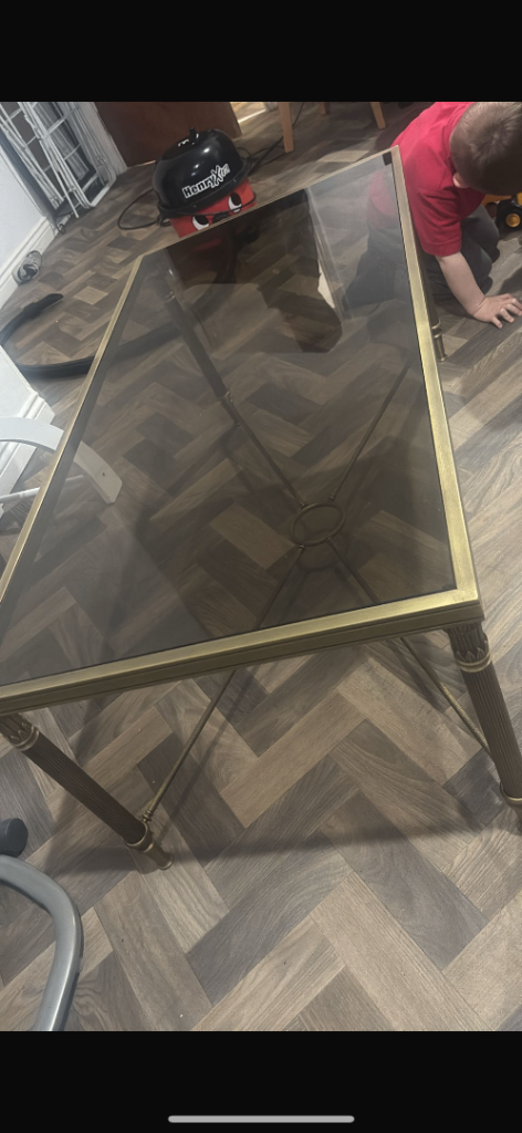 Mid century brass coffee table