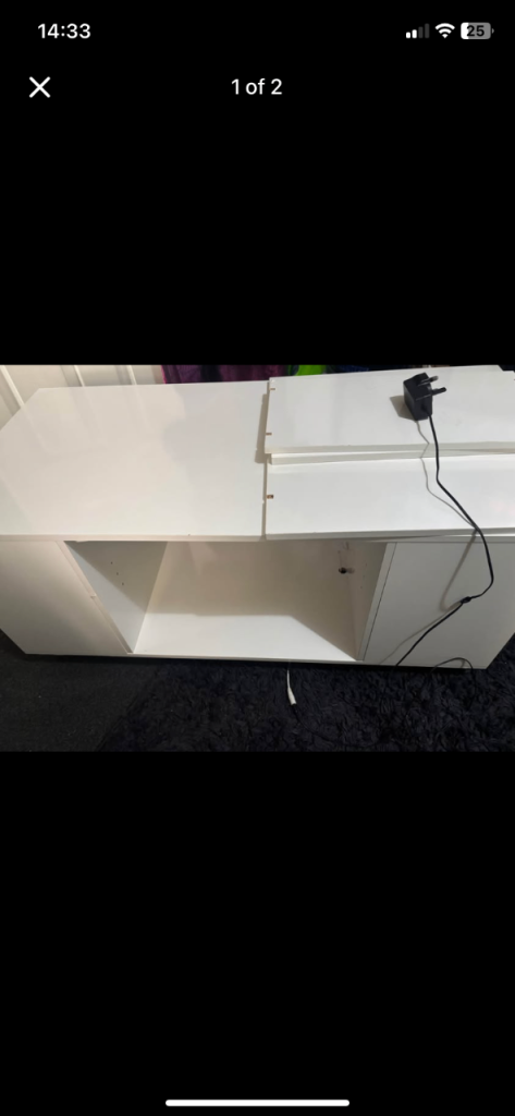 White Wooden Display Cabinet with Glass Shelves and led and coffee ...