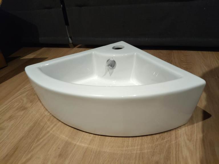 image for Small Quarter Circle Corner Wall Hung Basin Sink