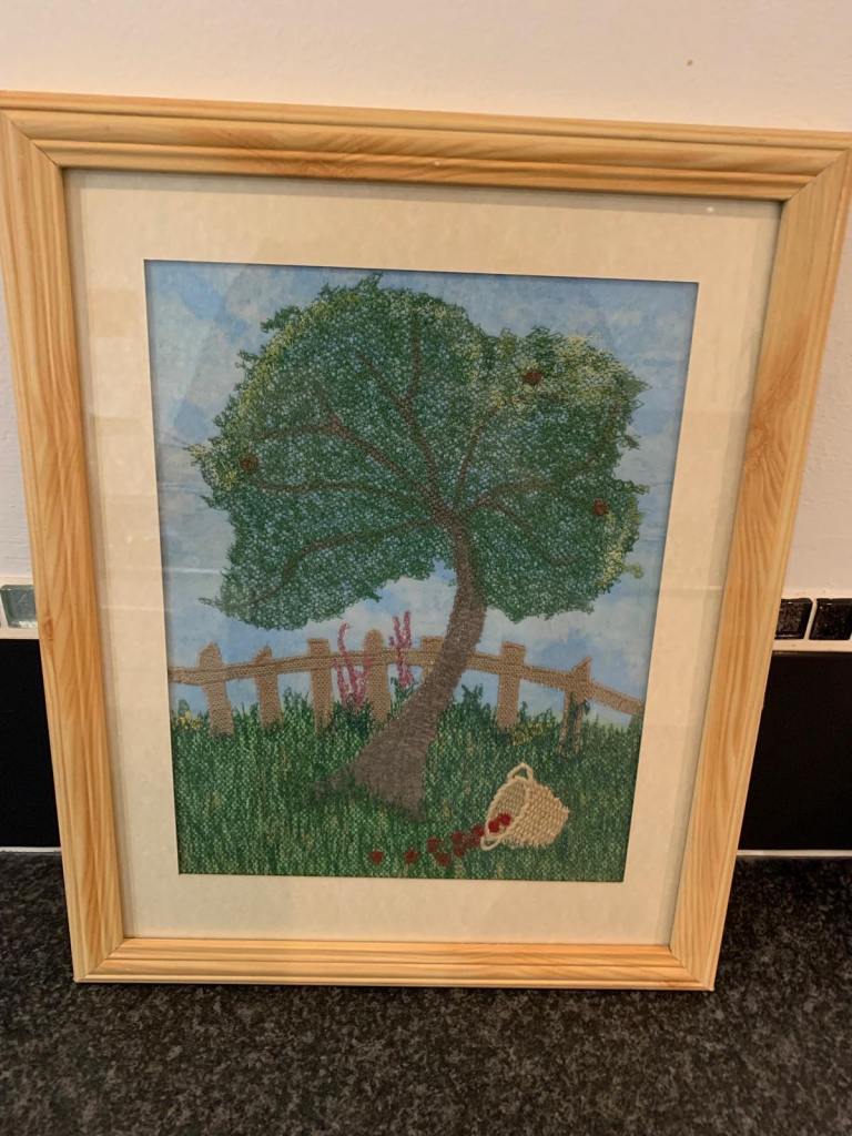 Embroidered Apple Tree Picture