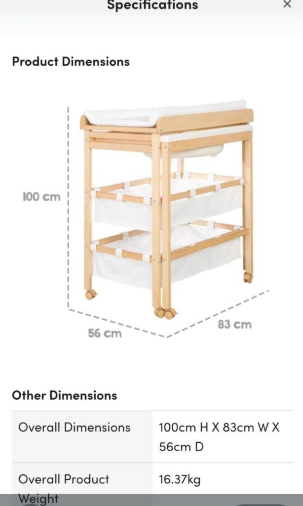 Roba wooden pull out bath and changer