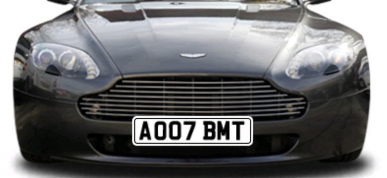 Number plate 007 James Bond Aston Martin DB12, Vantage YOUR CAR 