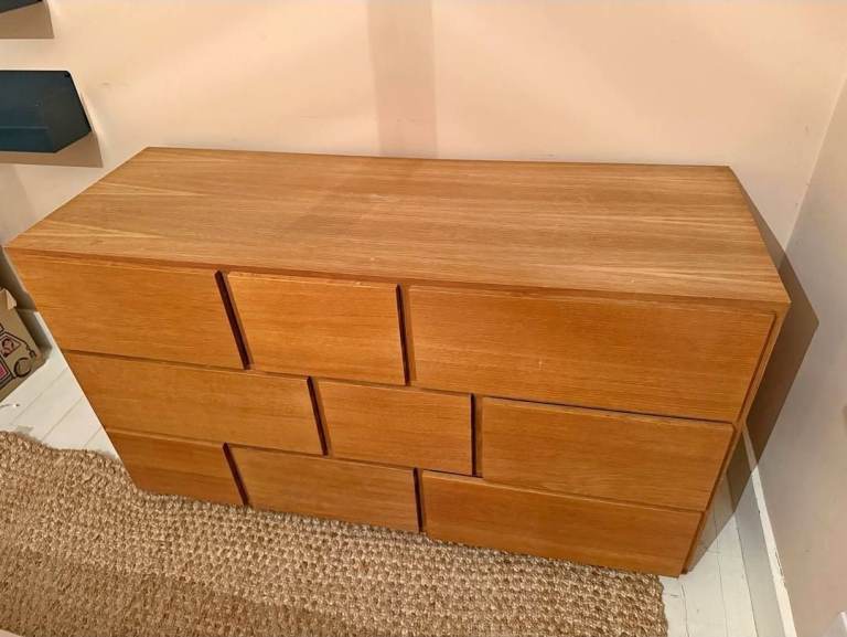 Habitat Hana Li Solid Oak 9 Drawer Chest Of Drawers
