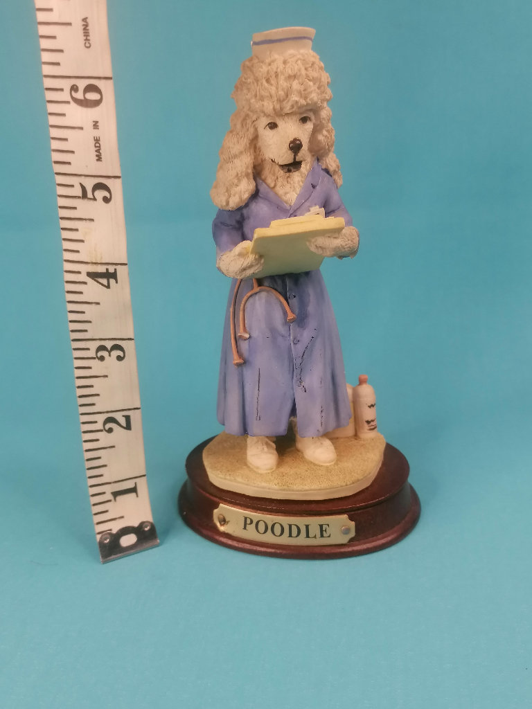6,2-inch Vintage Poodle Dog Dressed as a Nurse Figurine Statue Ornament Decorative.. As seen.