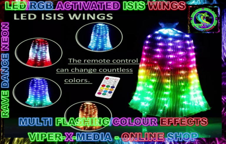 LED/RGB ISIS WINGS MULTI COLOUR EFFECT DJ PARTY DANCE COSTUME – RAVE/DANCE/NEON