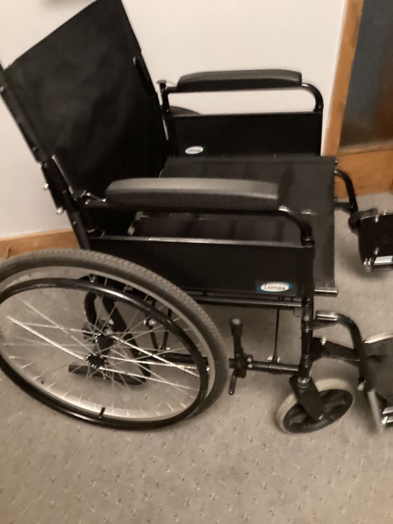 Lomax wheelchair in black self propelled 