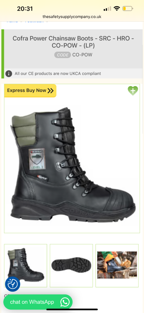 Cofra Power Chainsaw Work Boots - SRC - HRO-CO-POW - (LP) Size 8 