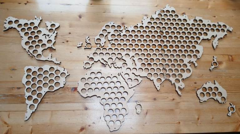 World Map for Beer bottle cap display 