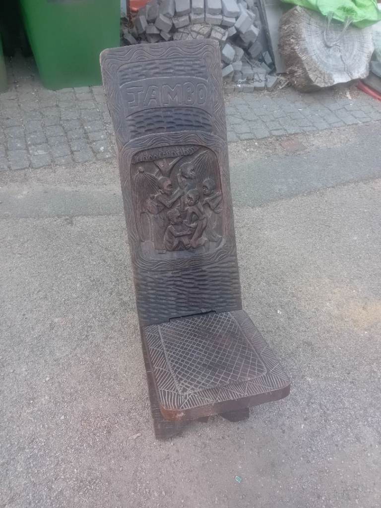 Vintage african Wooden Chair with Carved Detail