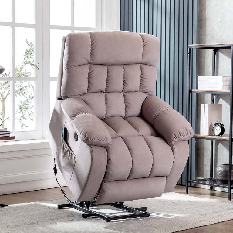New Lift Chair Recliners for Elderly 2 Side Pockets USB Ports Heavy Duty Motor Beige