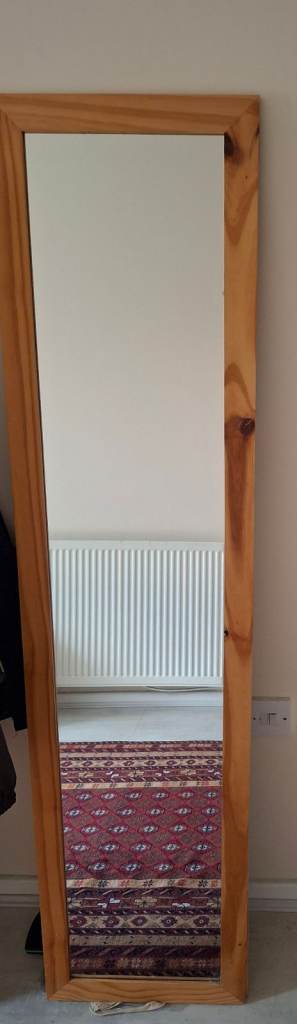 Tall pine colour free standing mirror 