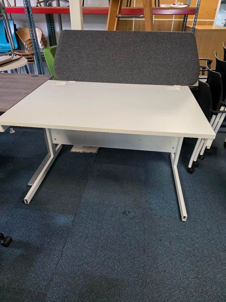 small white office desk - commercial grade - second hand - office table - worksation