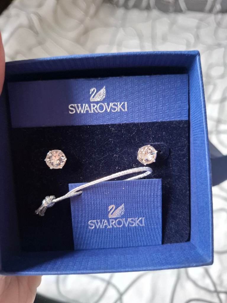 Swarovski crystal rhodium plated hexagonal stud earrings