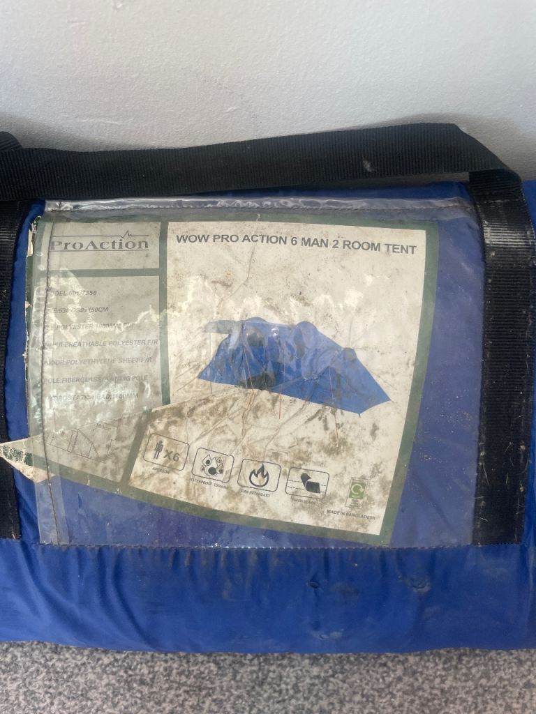 ProAction WOW 6 Man 2 Room Tent – Blue, Good Condition