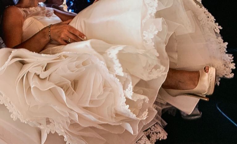 Tea length ivory wedding dress, size 16 UK