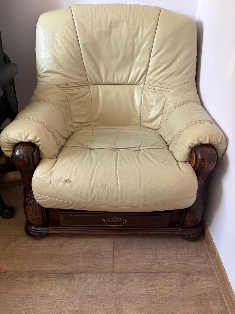 Cream leather chair 