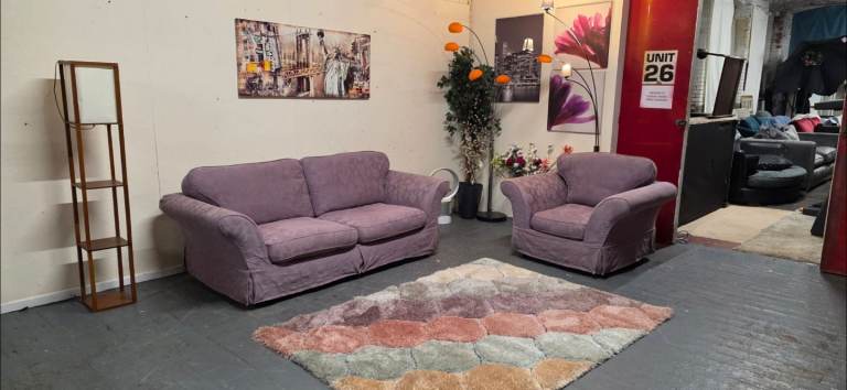 DFS®️ Rosa Purple Loose Removable Washable Cover 2 Seater Sofa + Armchair