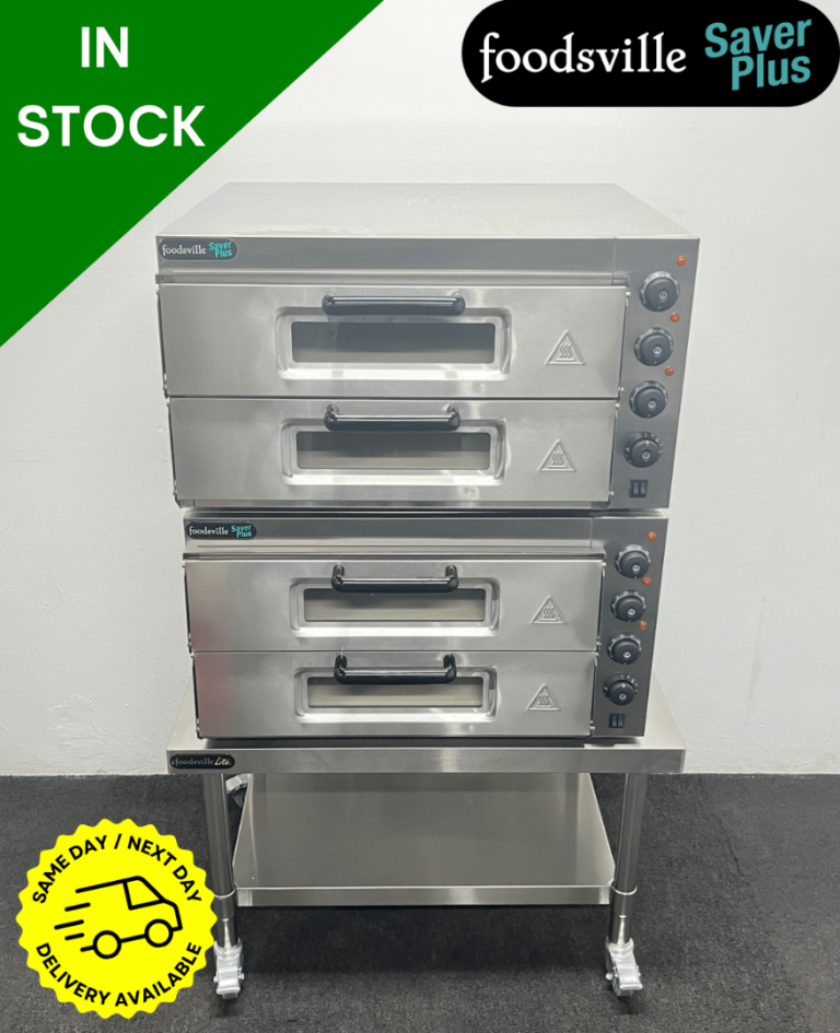 PROFIT NOW, BUY LATER! - NEW Foodsville Saver Plus Double Stacked Twin 20″ Deck Pizza Oven, On Stand