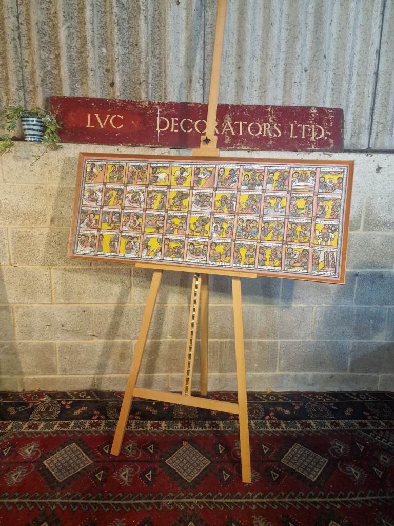 Circa 1930s Ethiopian Narrative Painting – The Queen of Sheba and King Solomon