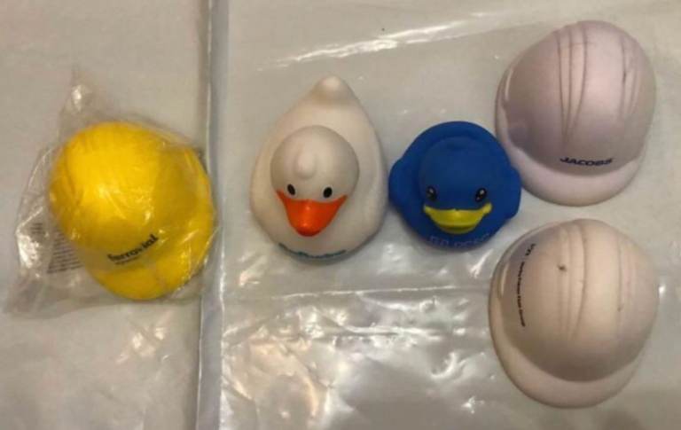 Rubber ducks and stress balls