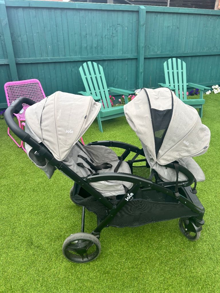 Joie Evalite Duo Twin Stroller - Light Grey, Good Condition