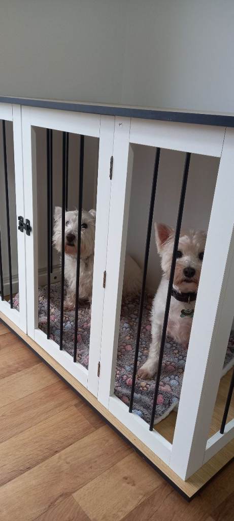 Dog crate with wooden top
