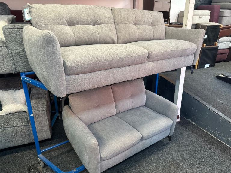 NEW EX DISPLAY SOFOLOGY MIMMIS GREY 3 + 2 SEATER SOFAS UPTO 65% OFF RRP