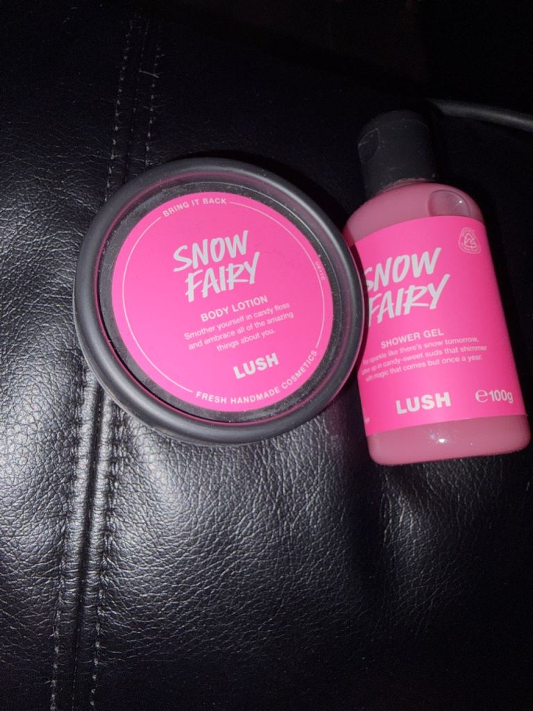 Lush snow fairy body lotion and shower gel 