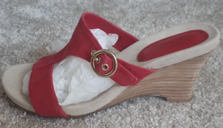 Women's Red Suede Wedge Sandals by FootGlove BNWT
