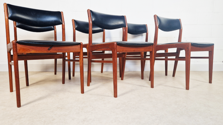 Tarm Stole Møbelfabrik 1960s Vintage Danish Mid Century Solid Teak Set of 6 Dining Chairs PG056