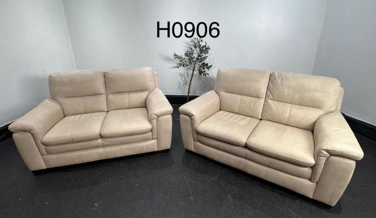 SCS Biscuit Beige Suede Pair of 2 Seater Sofas  £350 Free Local Delivery 