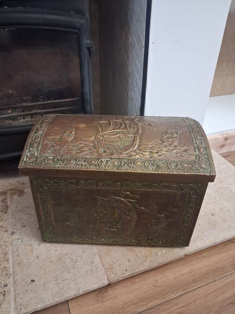 Vintage brass chest with liner 