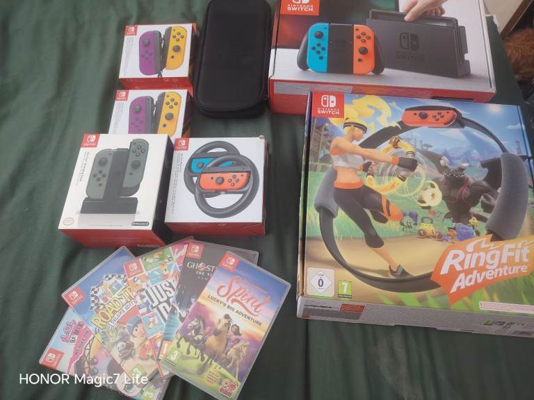 Nintendo Switch Console Bundle with Ring Fit Adventure and Games