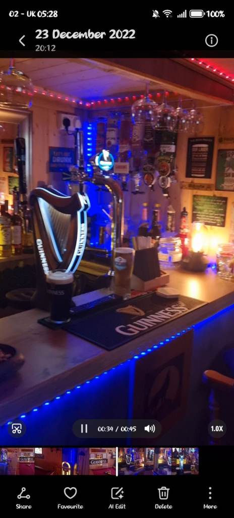 Home Bar / Pub Set-up – Full Bar with Seating and Games