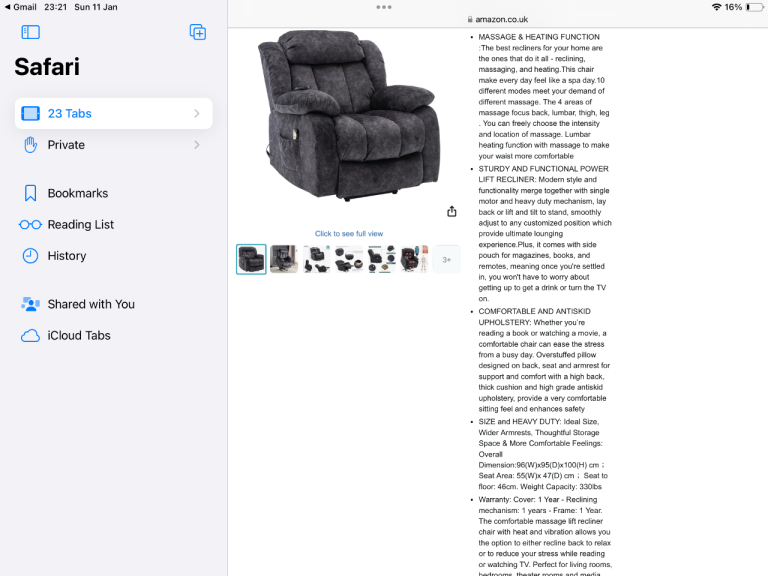 BTM power heated massage lift chair