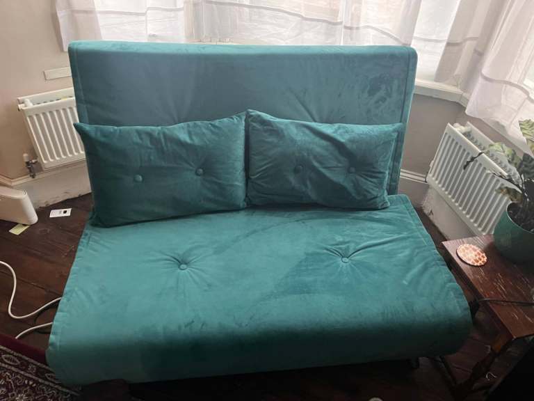 Velvet Teal double sofa bed