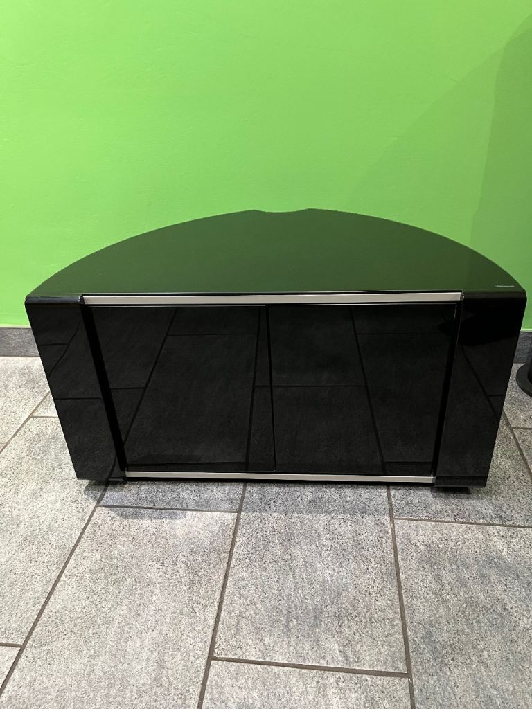Black Tempered Glass TV Table 