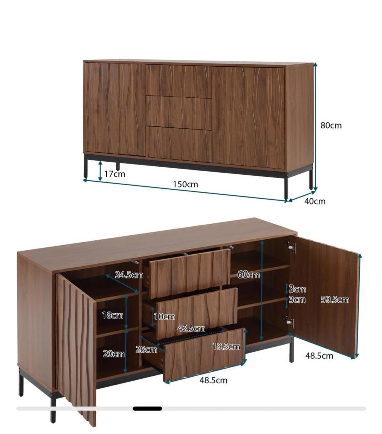 Modern Wooden Sideboard with Drawers and Cupboards – brand new
