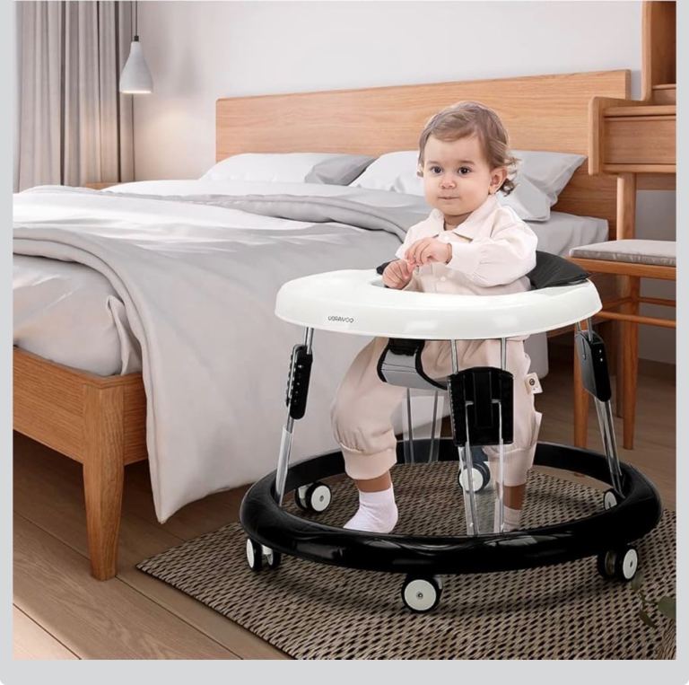 The Baby Walker, Suitable for 66-80cm Height, White, Mute Anti-Rollover, Foldable Baby Chair