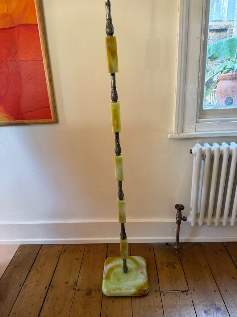 Beautiful turn of century antique, resin & brass lamp stand 