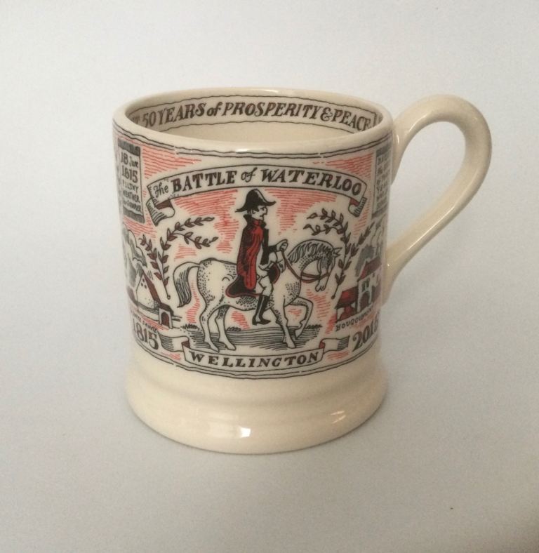 Rare and collectible Emma Bridgewater half pint Mug Battle of Waterloo anniversary 
