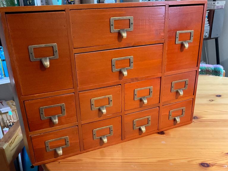 Small, Wooden Multi-Use Storage Cabinet - Office/Jewellery/Trinkets/Garage/Bits and Bobs
