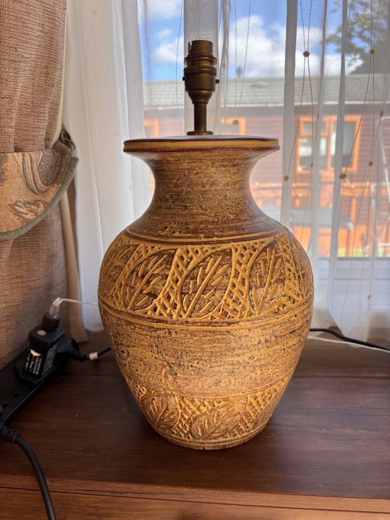 Vintage Ceramic Table Lamp Base – Brown, Good Condition