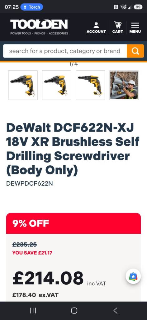 DeWalt DCF622N-XJ 18V XR Brushless Self Drilling Screwdriver