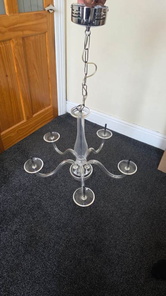 Glass and chrome chandelier 