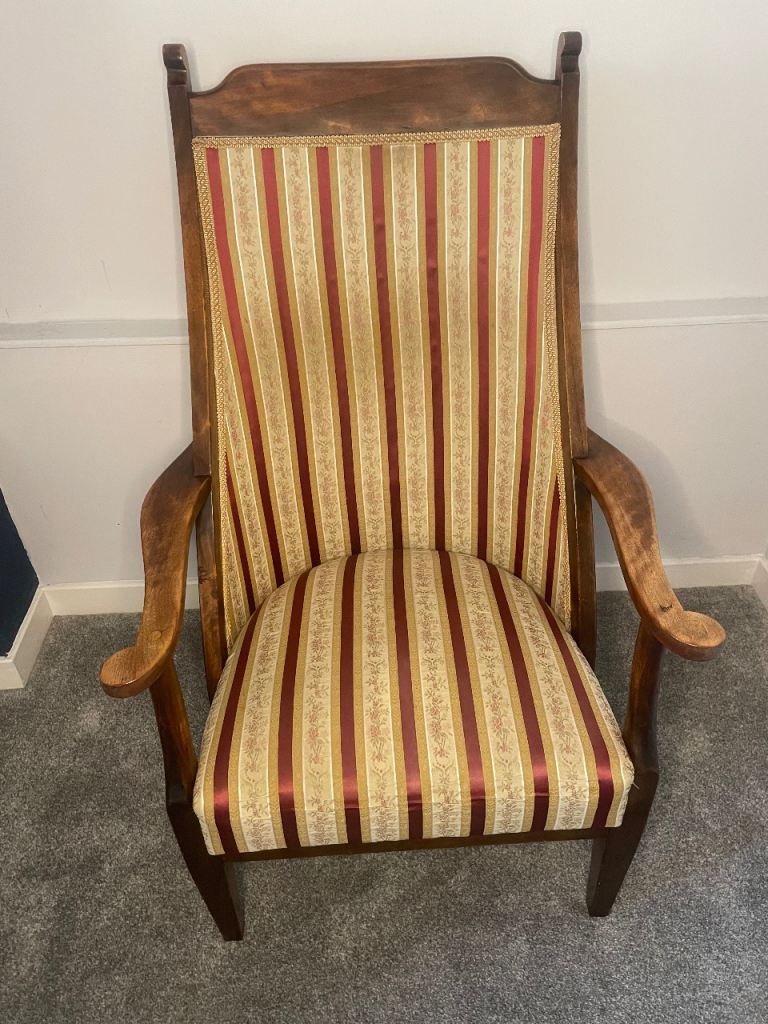 Antique Highback armchair - Recently Re-upholstered 